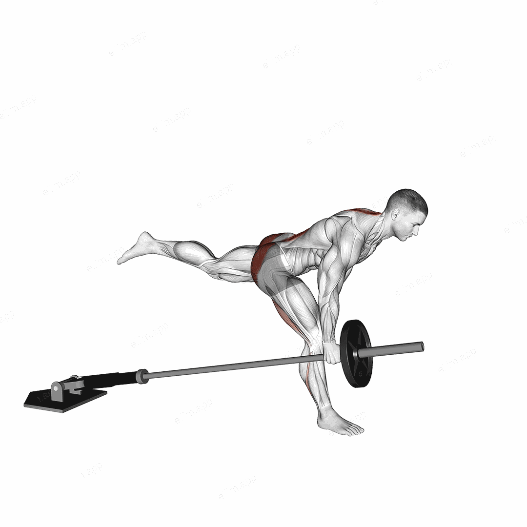 Landmine One Leg Stiff Leg Deadlift exercise targeting Hips