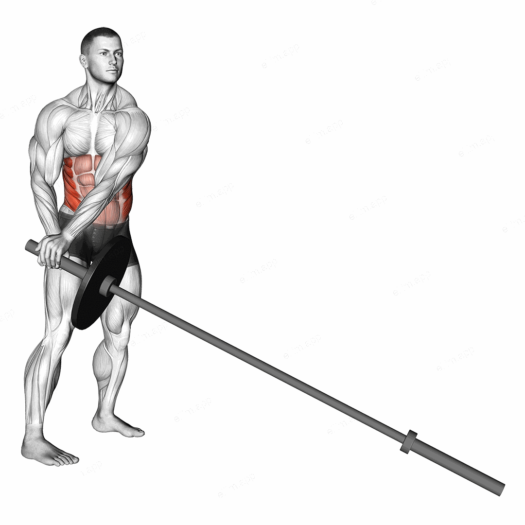 Landmine 180 exercise targeting Waist and Obliques