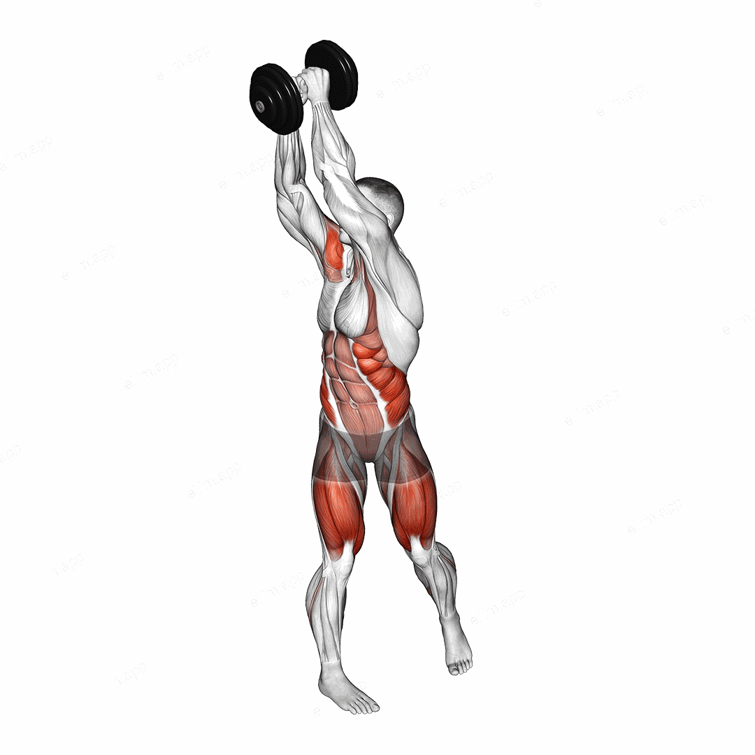Dumbbell Wood Chop Squat exercise targeting Waist and Deltoid Anterior
