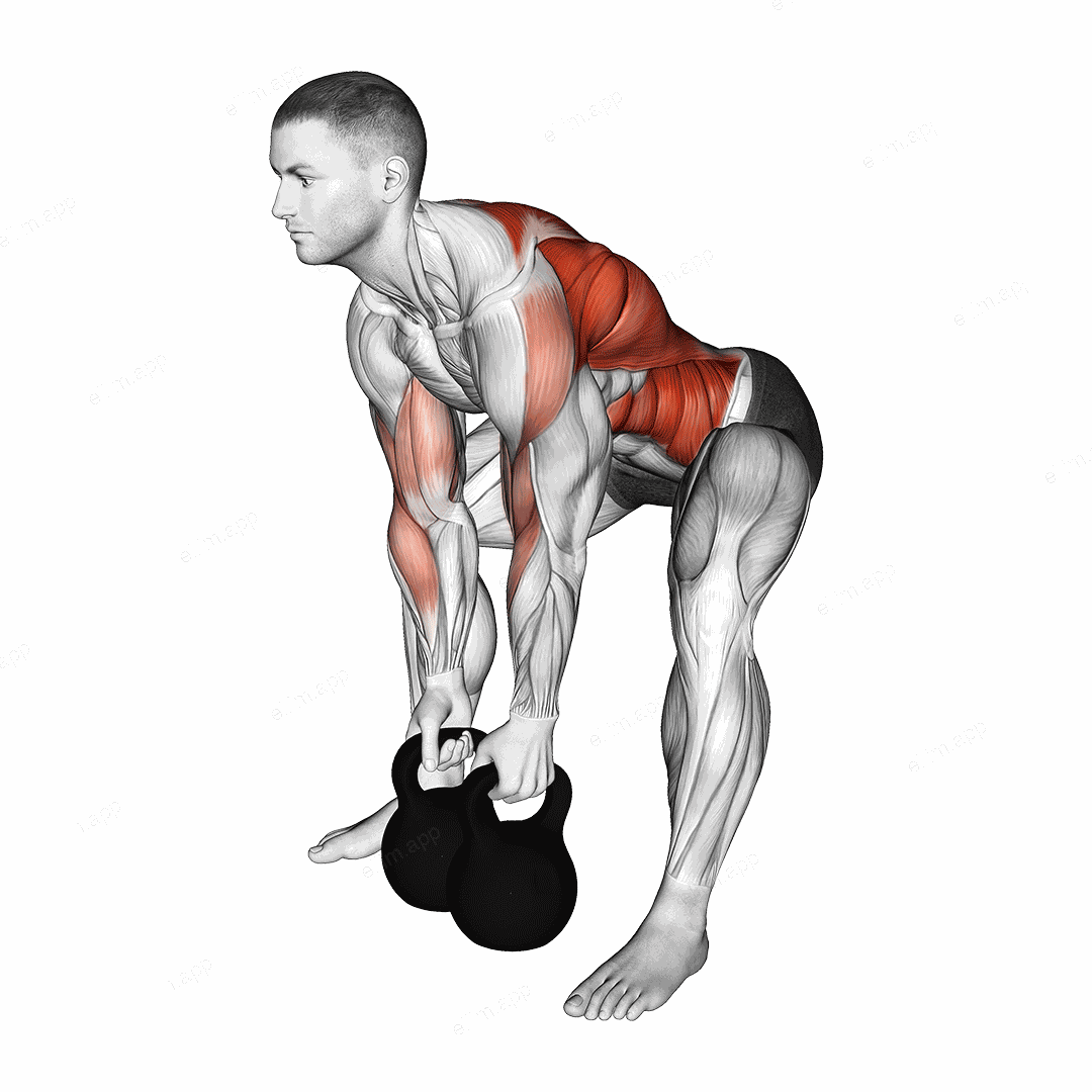 Kettlebell Gorilla Row exercise targeting Back