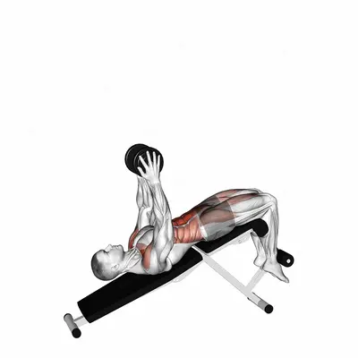 Single Dumbbell Decline Overhead Sit-up exercise targeting Waist