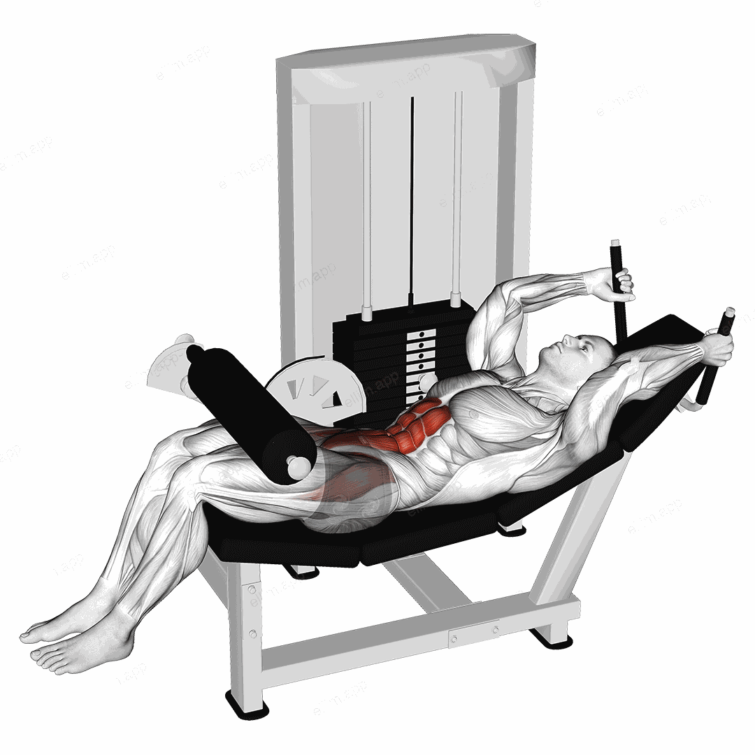 Lever Lying Leg Raise Bent Knee exercise targeting Waist and Iliopsoas