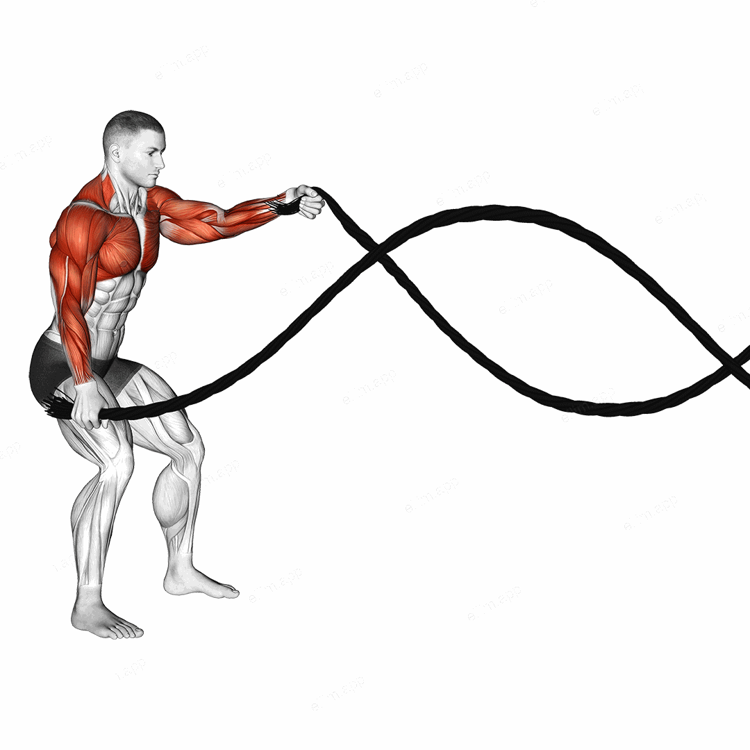 Battling Ropes High Waves exercise targeting Back and Chest
