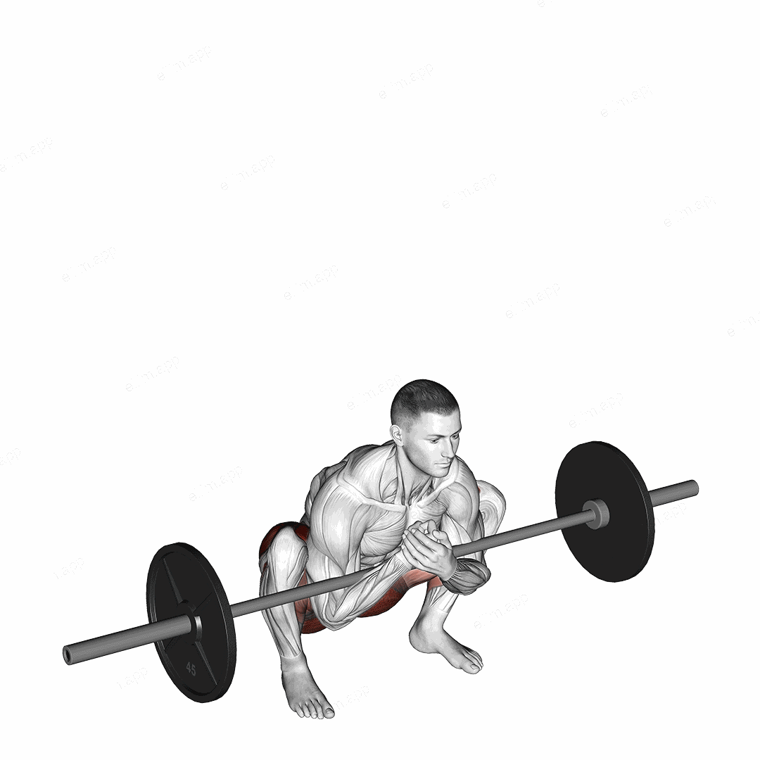 Barbell Zercher Deadlift exercise targeting Hips