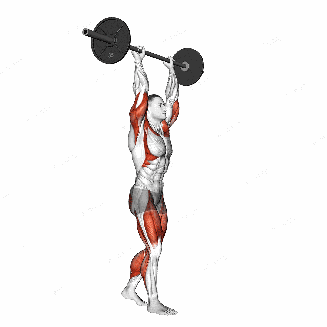 Barbell Overhead Carry exercise targeting Thighs