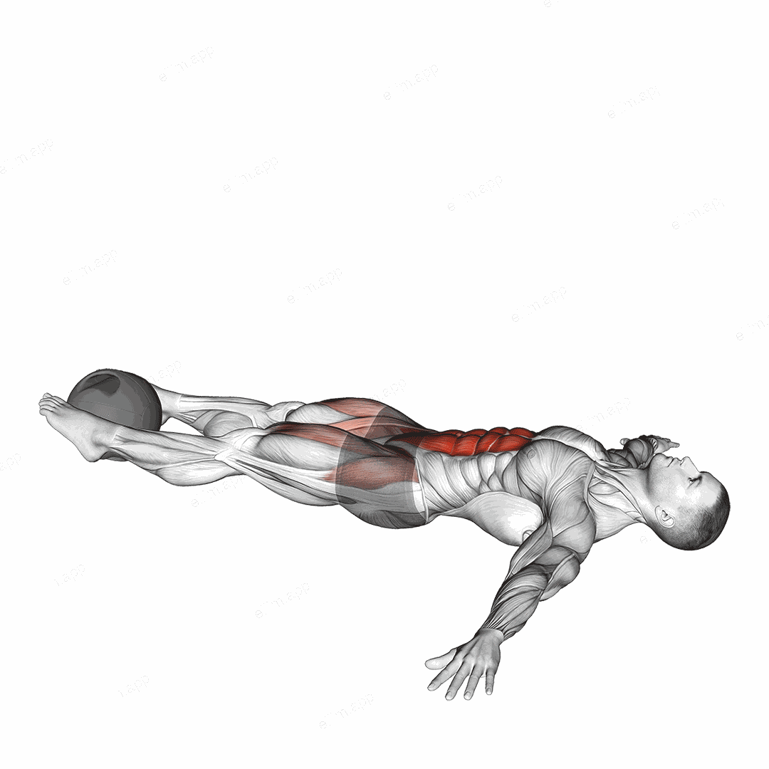 Medicine Ball Lying Leg Raise exercise targeting Waist and Iliopsoas