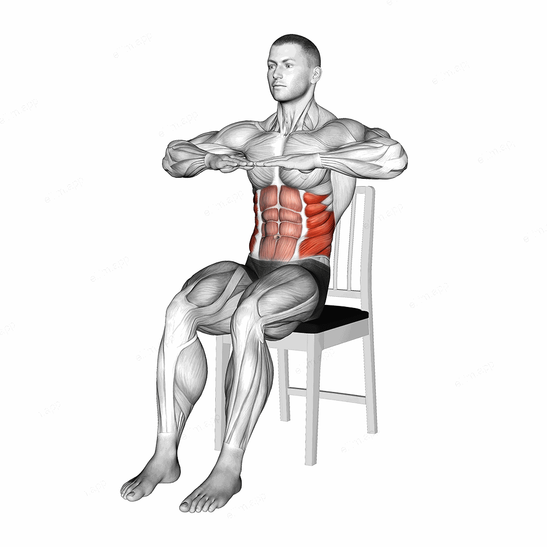 Sitting Russian Twist on a Chair exercise targeting Waist