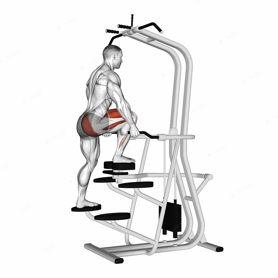 Assisted Single Leg Press exercise targeting Thighs and Pectoralis Major Sternal Head