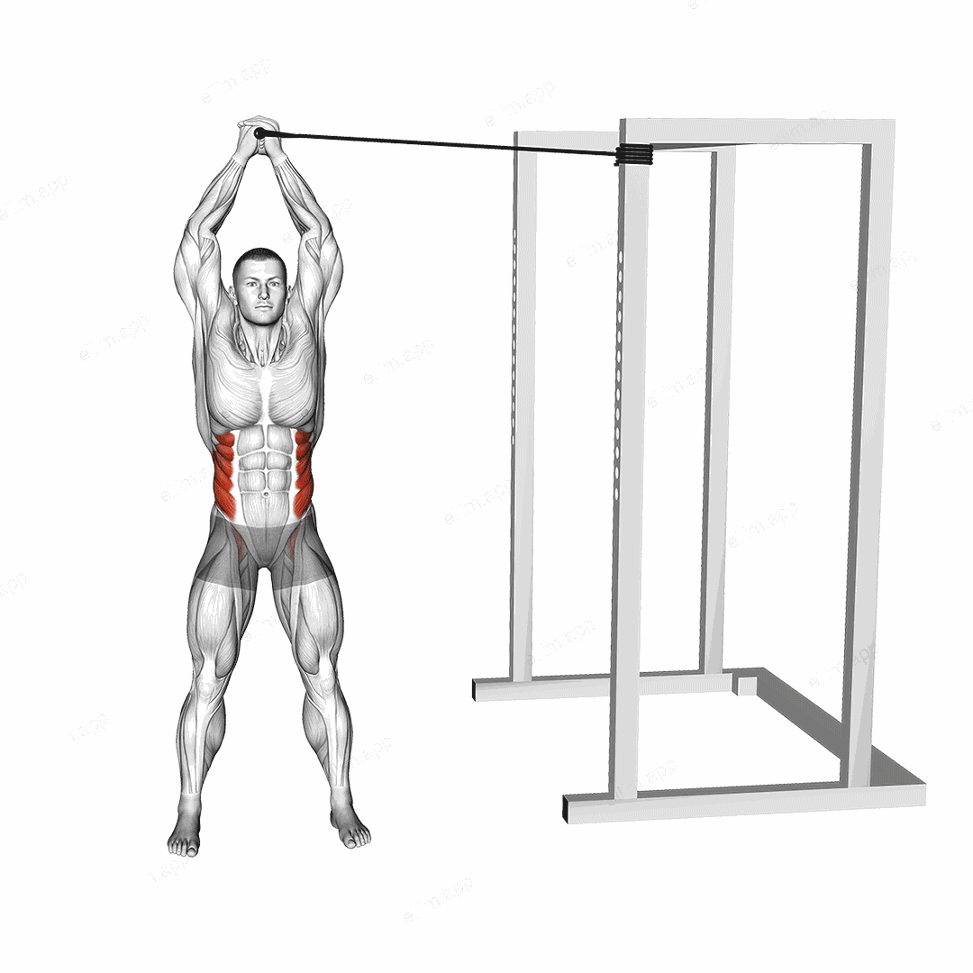 Band Overhead Side Bend exercise targeting Waist and Obliques