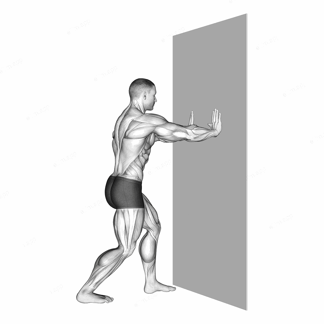 Leaning Heel Back Achilles Stretch exercise targeting Calves
