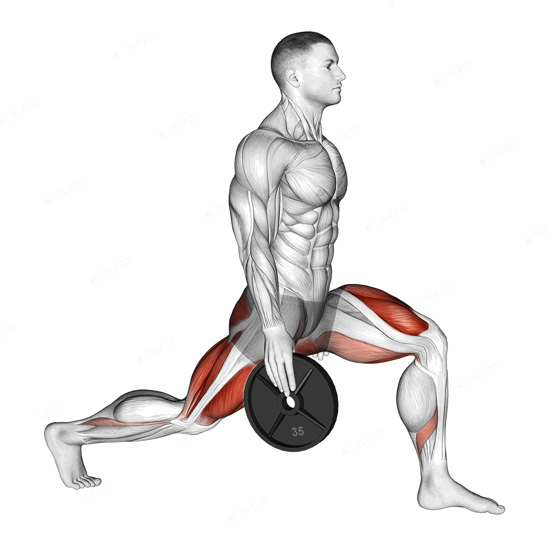 Weighted Stretch Lunge exercise targeting Gluteus Maximus and Hamstrings