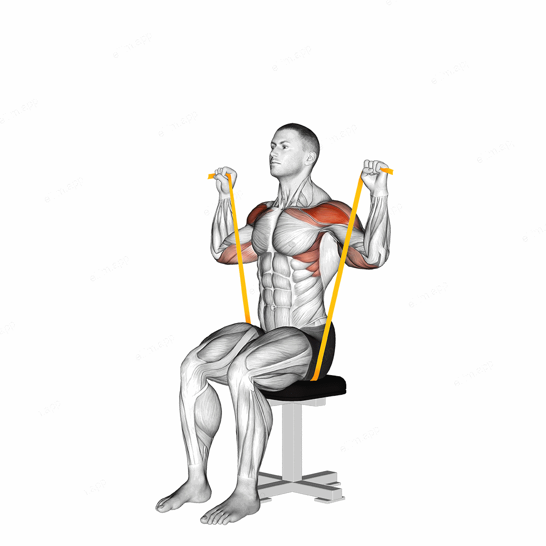 Resistance Band Seated Shoulder Press exercise targeting Shoulders