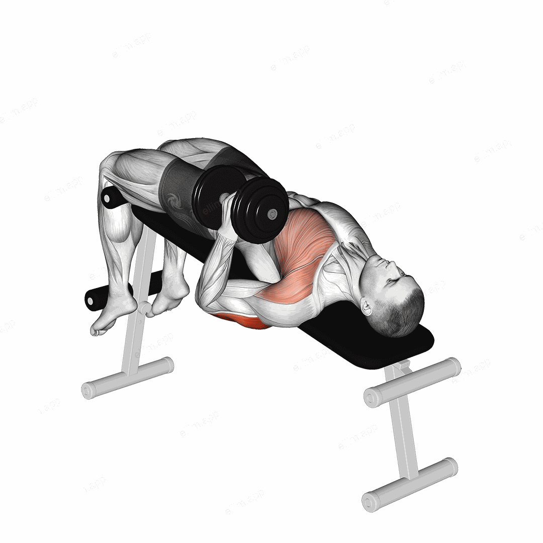 Dumbbell Decline One Arm Hammer Press exercise targeting Upper Arms