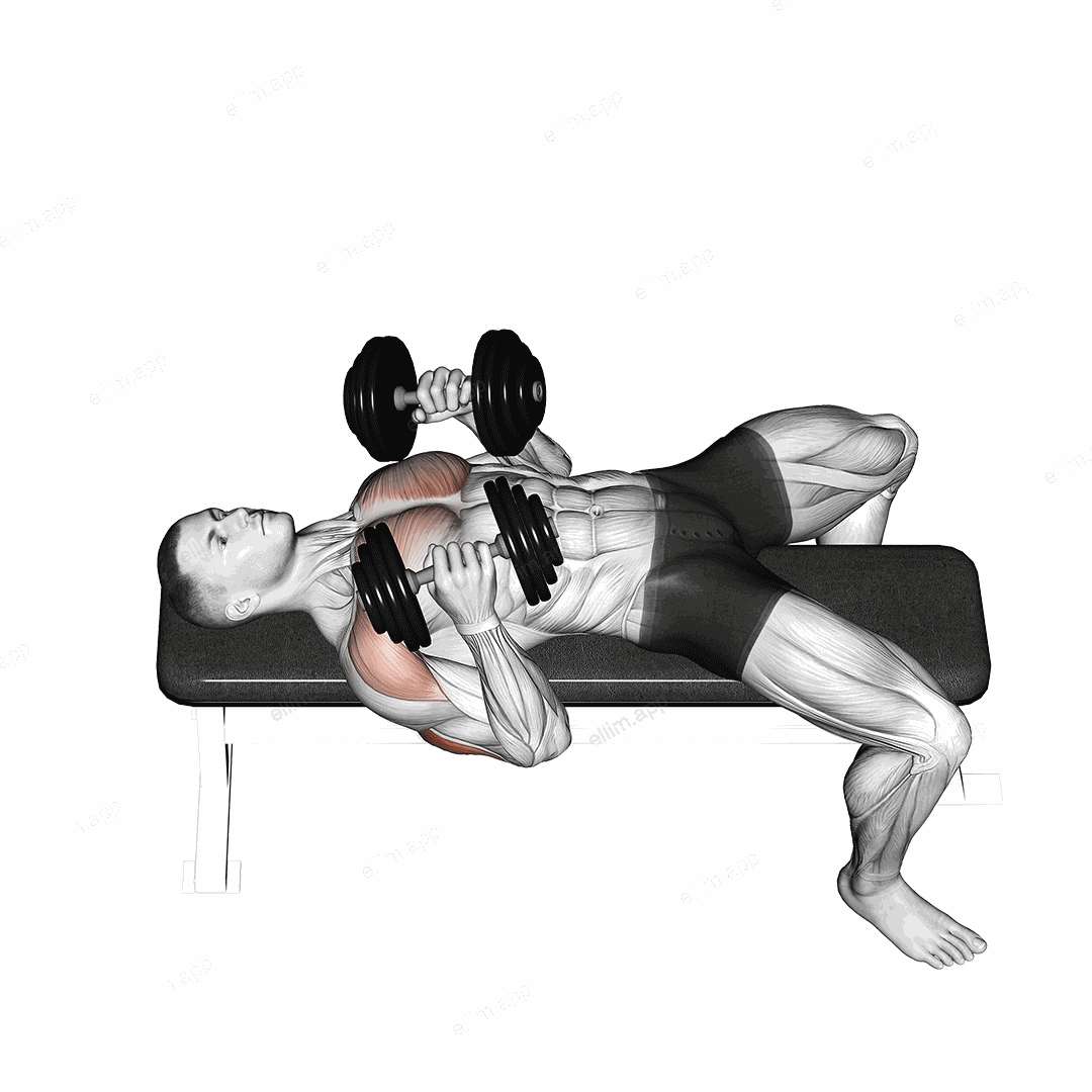 Dumbbell Lying Elbow Press exercise targeting Upper Arms and Triceps Brachii