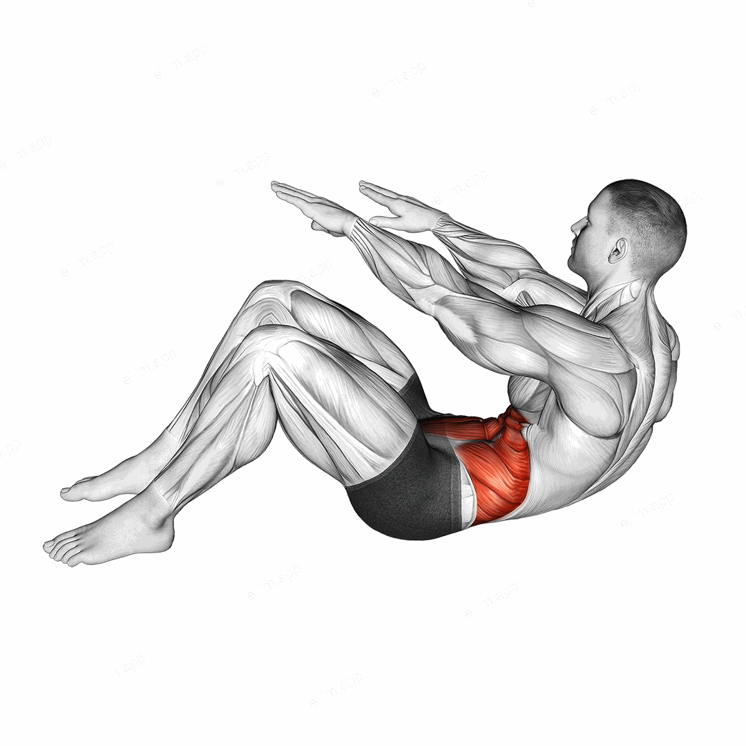 Twisting Crunch (Straight Arms) exercise targeting Waist and Obliques