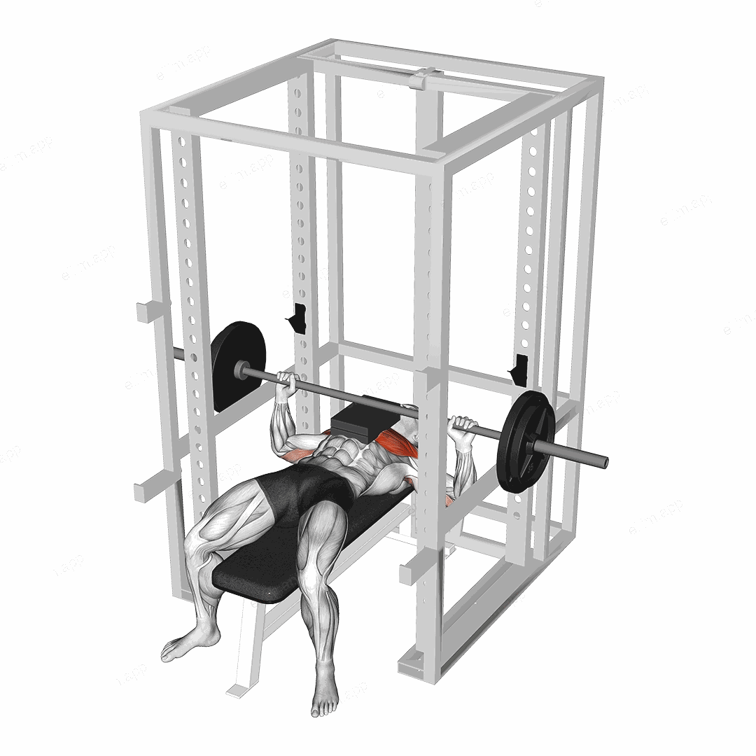 Barbell Bench Press with 2 board exercise targeting Chest