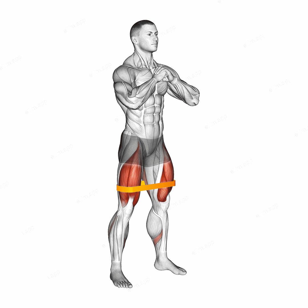 Resistance Band Squat exercise targeting Thighs