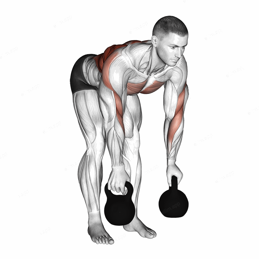 Kettlebell Two Arm Row exercise targeting Back and Infraspinatus