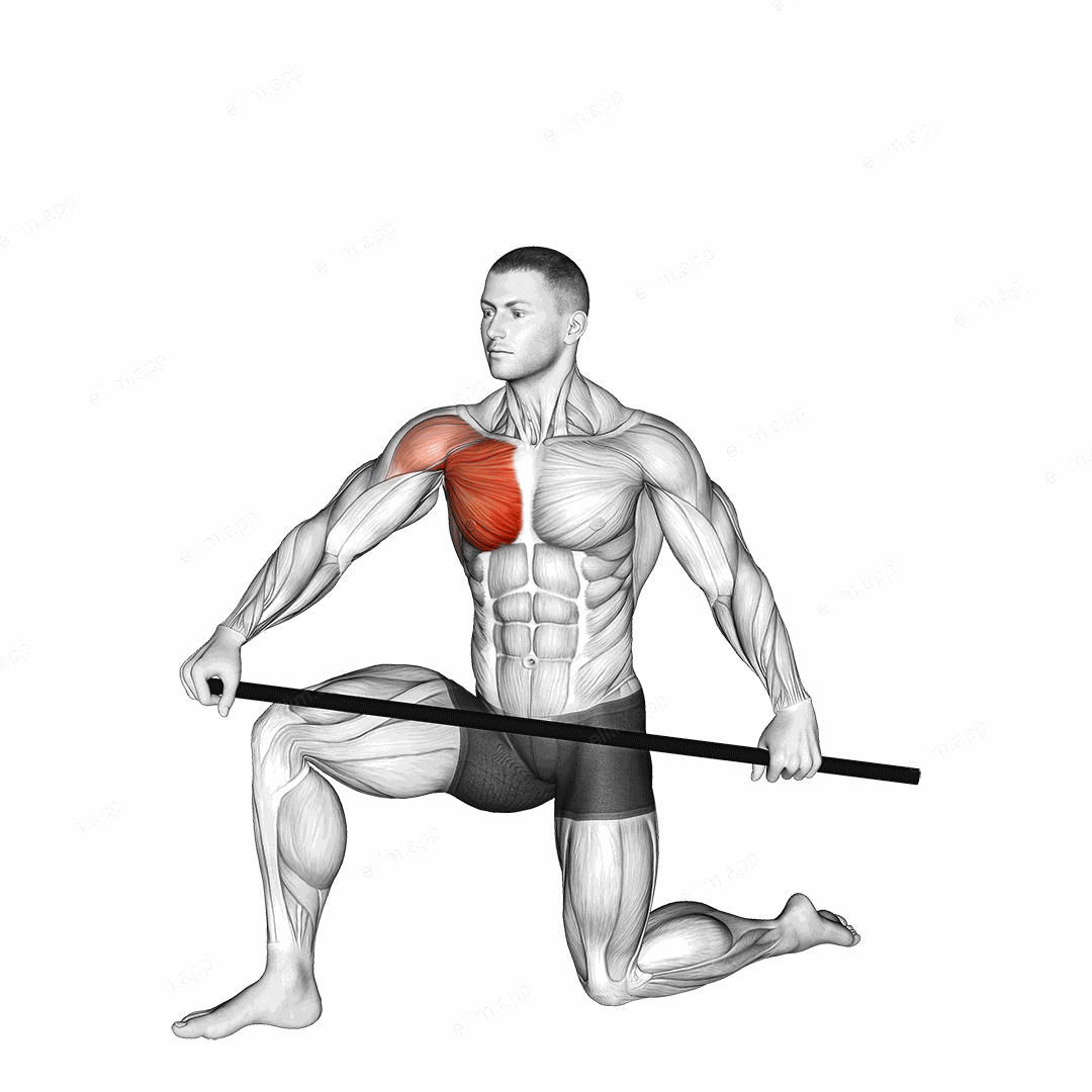 Half Kneeling PVC Pec Mobilization Stretch exercise targeting Chest