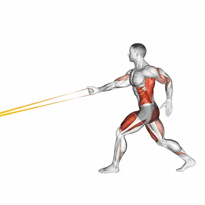 Resistance Band Split Jump with Single Arm Row exercise targeting Back