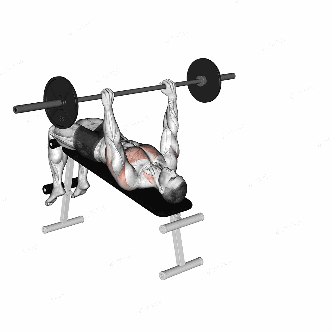 Barbell Decline wide grip pullover exercise targeting Back