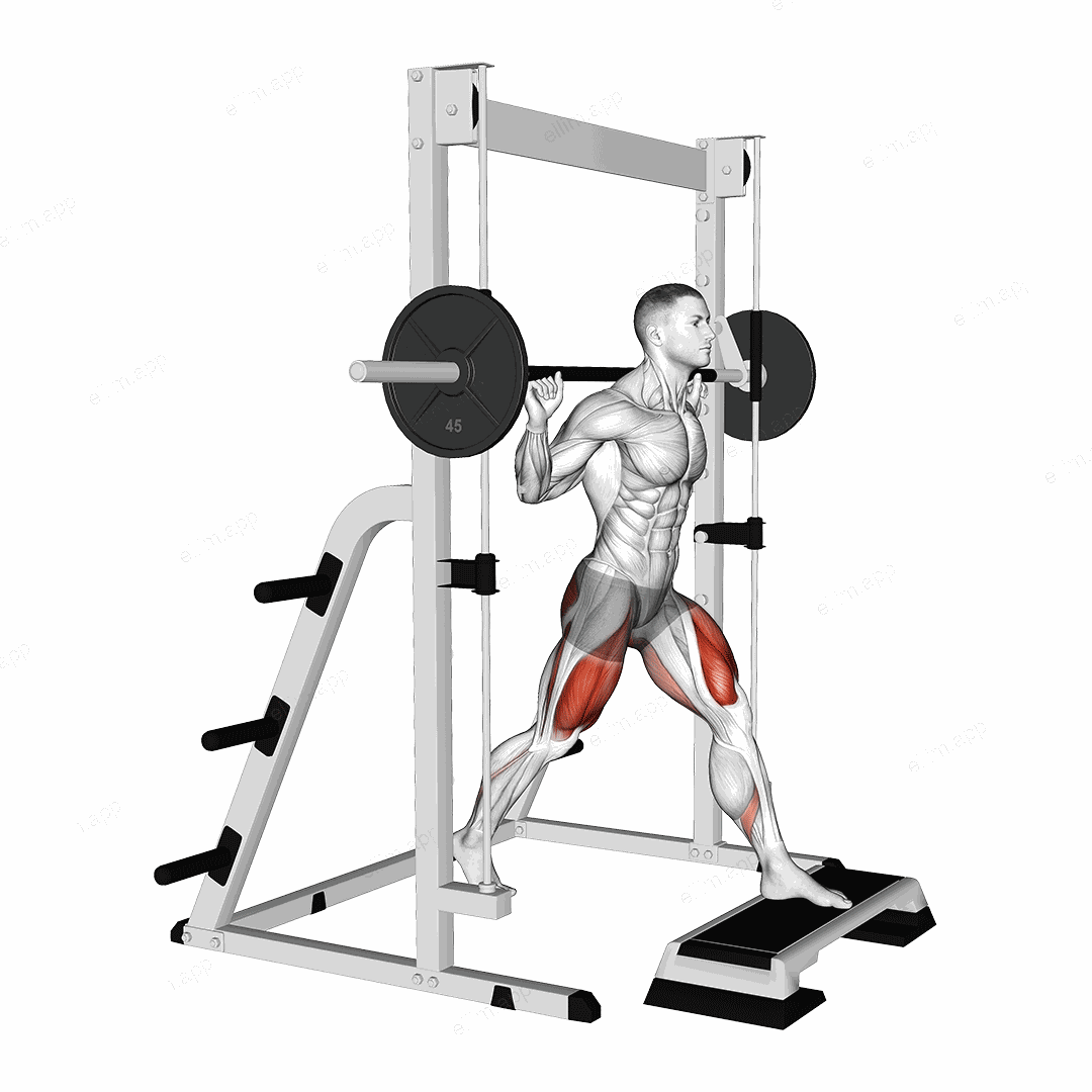 Smith Front Leg Elevated Split Squat exercise targeting Thighs