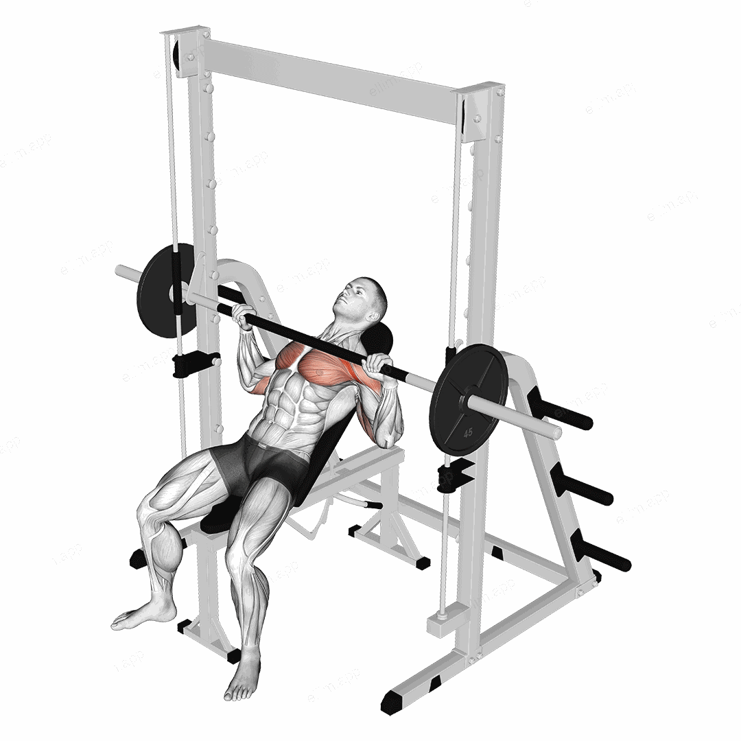 Smith Incline Bench Press exercise targeting Chest and Pectoralis Major Clavicular Head