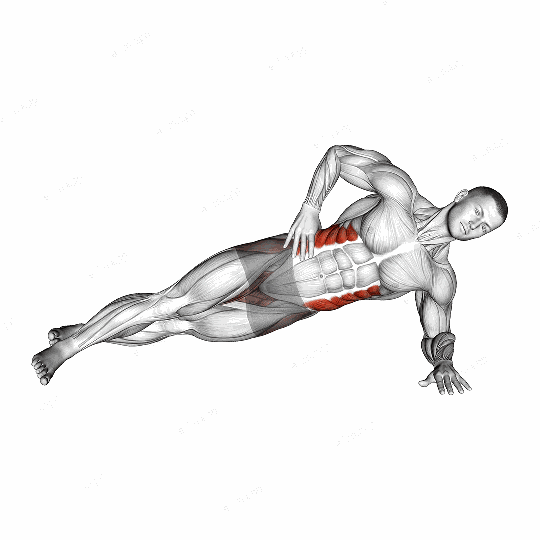 Staggered Leg Side Bridge exercise targeting Waist