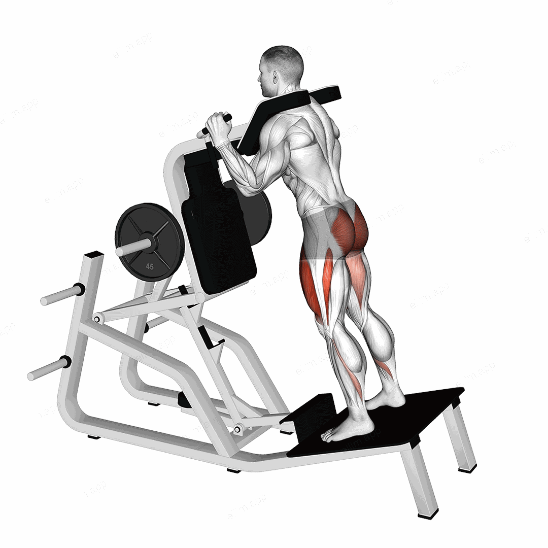 Lever Hack Squat exercise targeting Hips and Gluteus Maximus