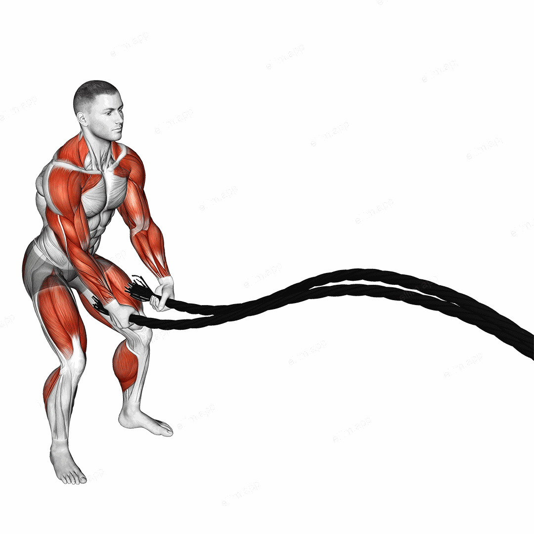 Battling Ropes Inside Circle exercise targeting Back and Chest