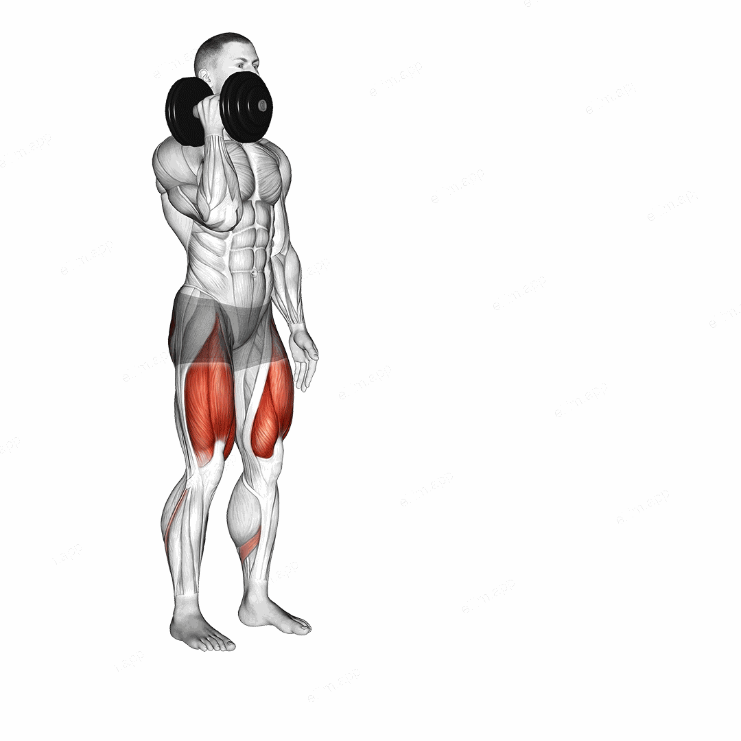 Dumbbell One Arm Lunge exercise targeting Thighs and Gluteus Maximus