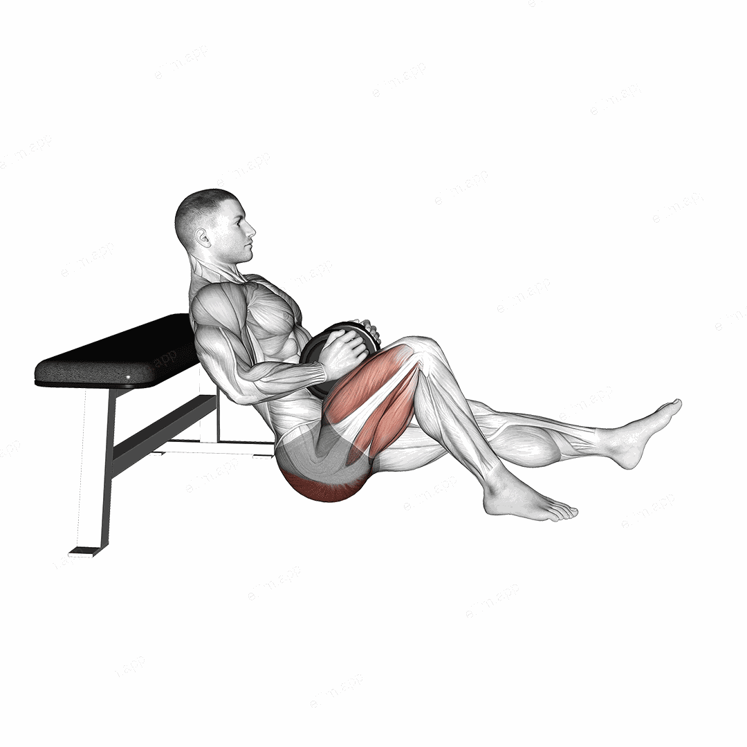 Dumbbell Single Leg Hip Thrust exercise targeting Hips and Gluteus Maximus
