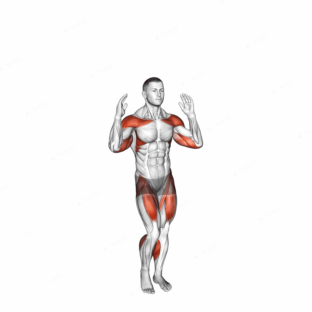 Arm Raise Step in Place exercise targeting Plyometrics