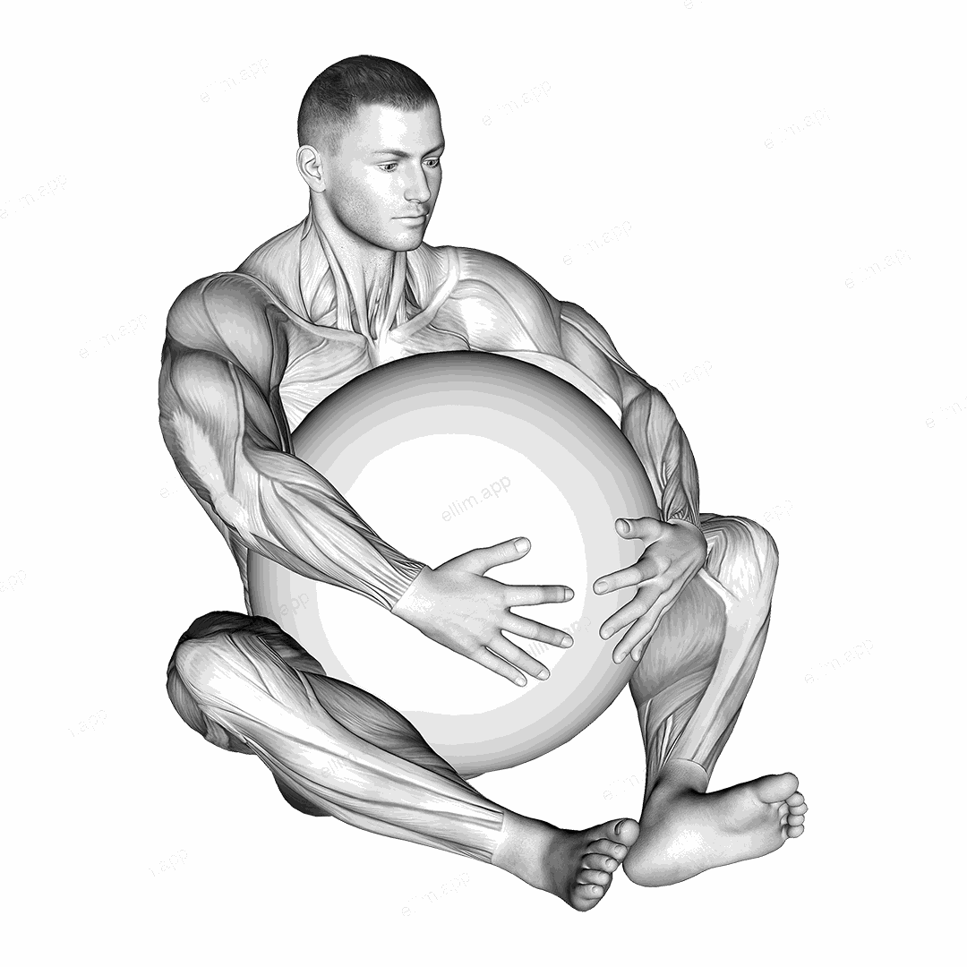 Exercise Ball Hug exercise targeting Back and Erector Spinae