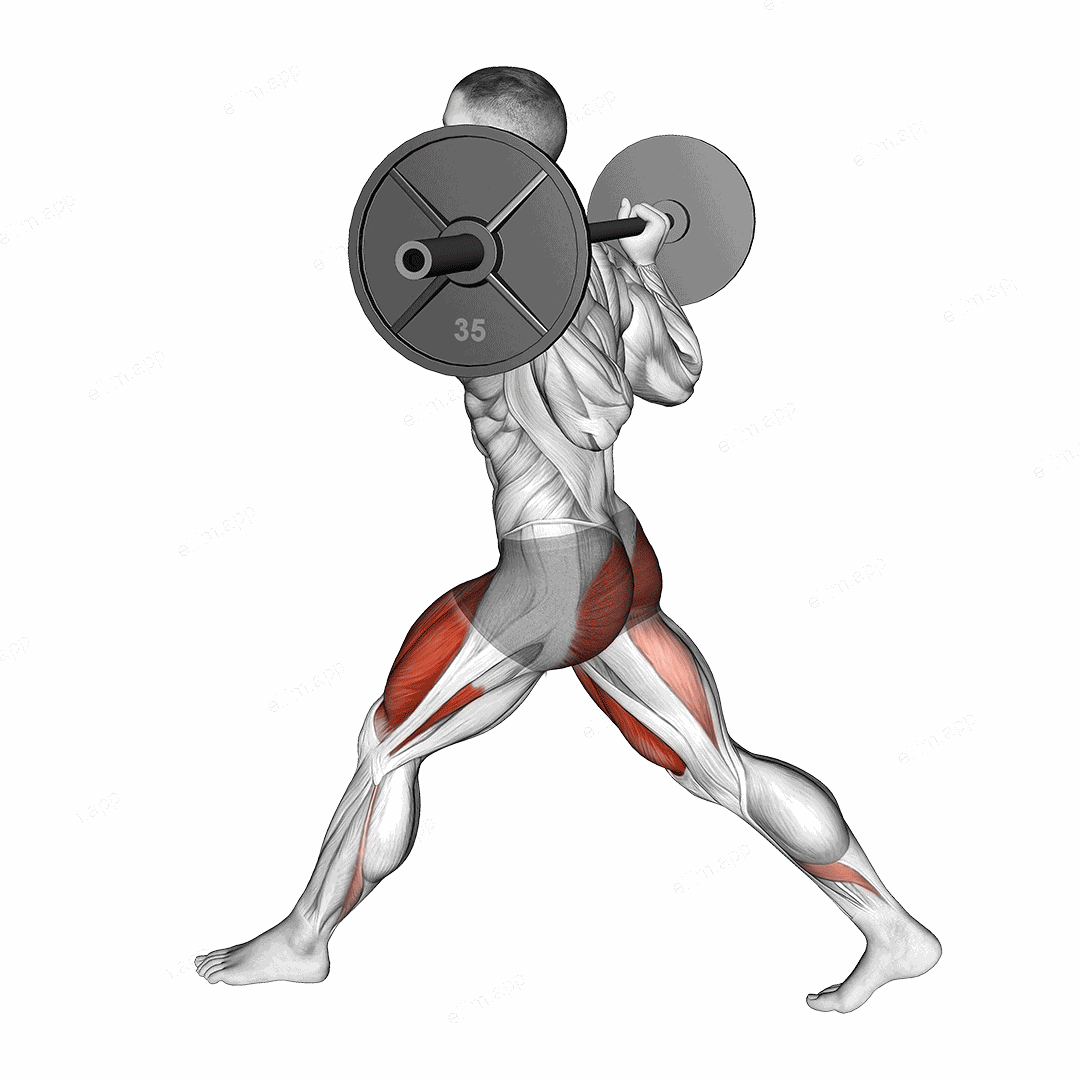 Barbell Low Split Squat exercise targeting Thighs