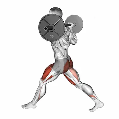 Barbell Low Split Squat exercise targeting Thighs
