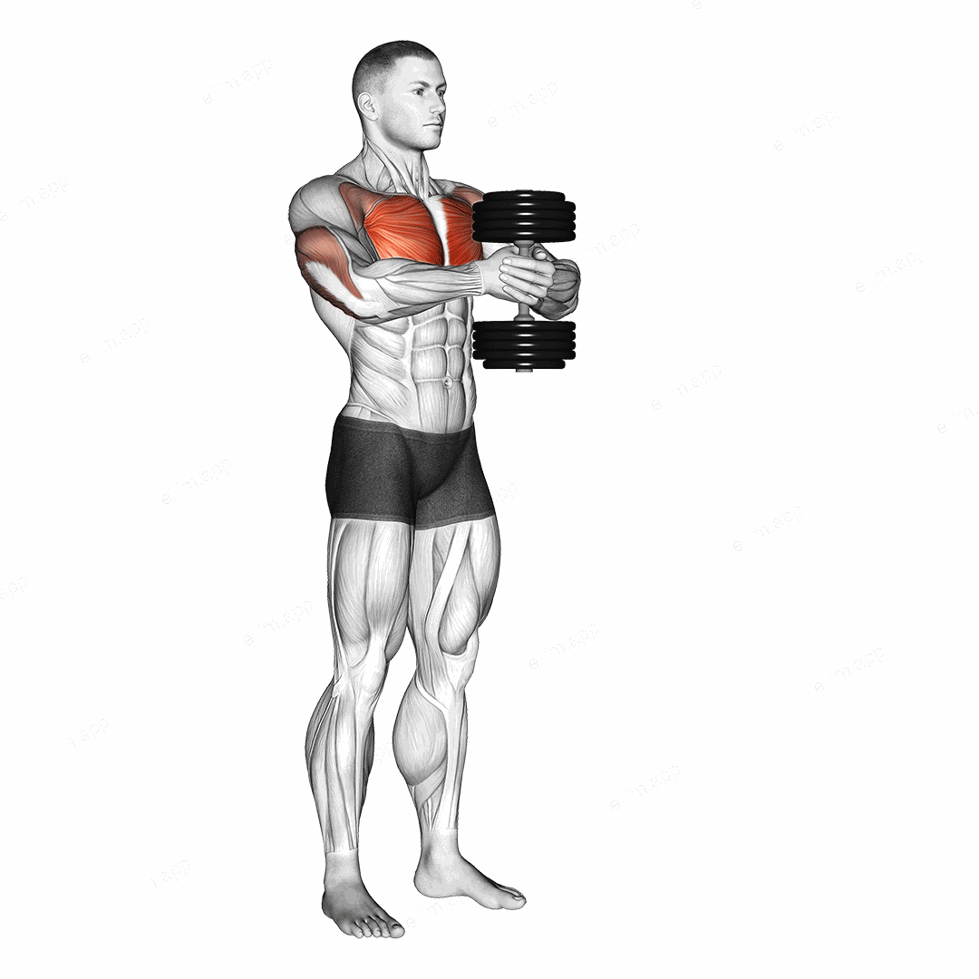 Dumbbell Svend Press exercise targeting Chest and Pectoralis Major Clavicular Head