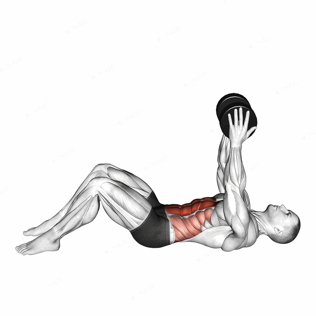 Dumbbell Straight Arm Crunch exercise targeting Waist and Rectus Abdominis