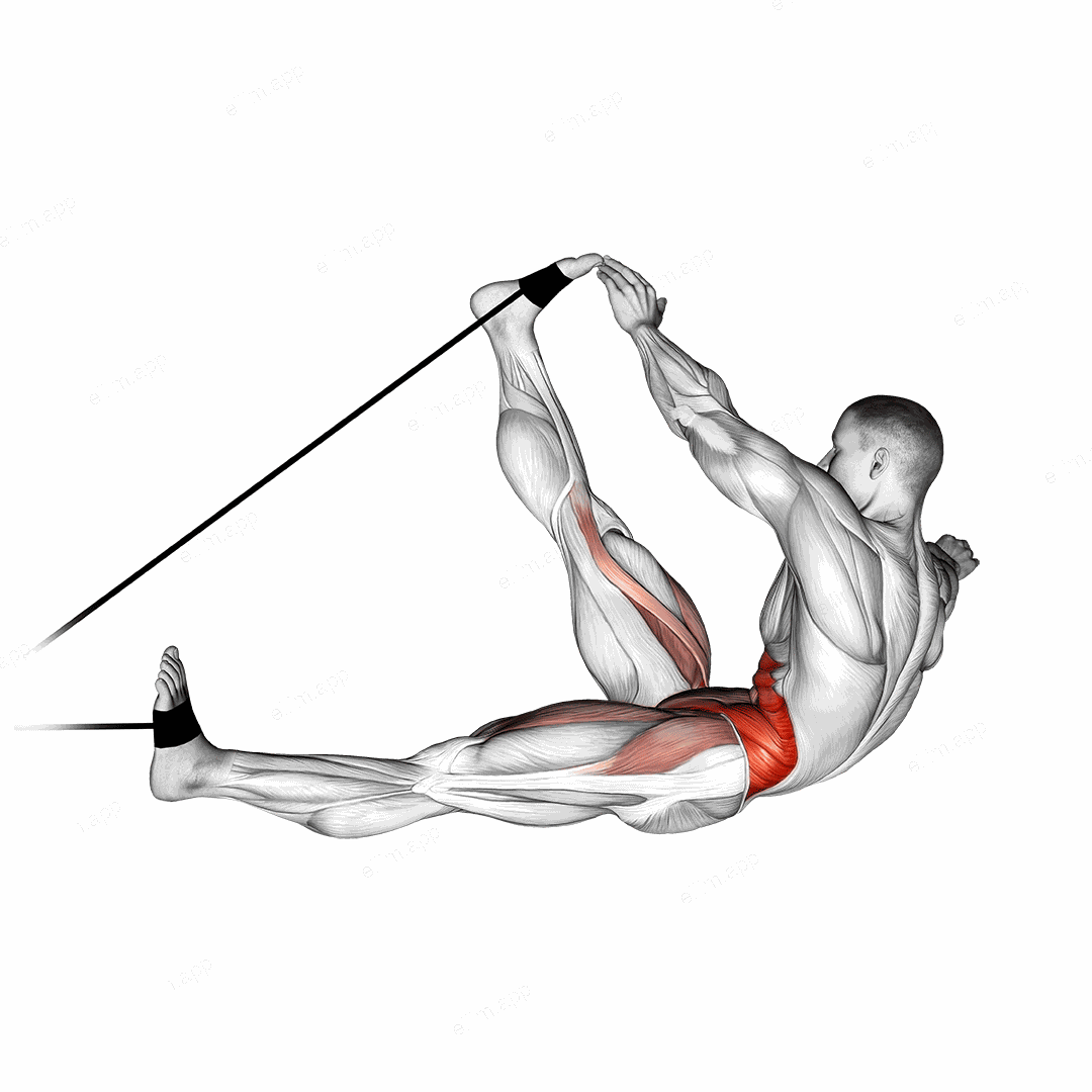 Band alternating v up exercise targeting Waist