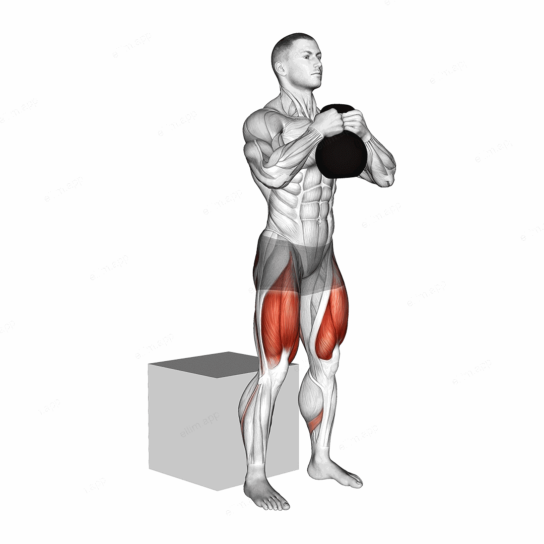 Kettlebell Box Squat exercise targeting Hips and Gluteus Maximus