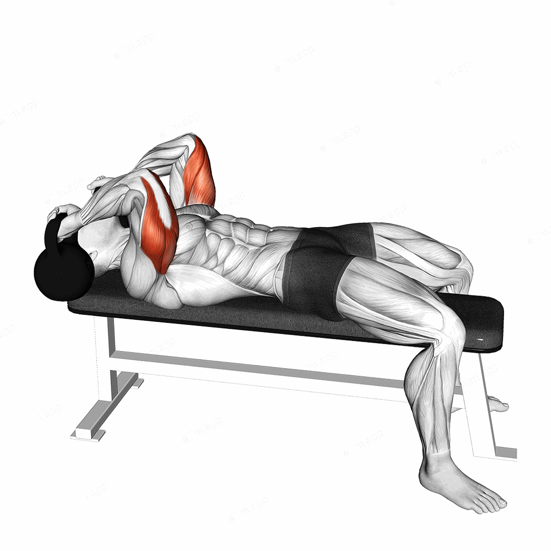 Kettlebell Lying Triceps Extension Skull Crusher exercise targeting Upper Arms