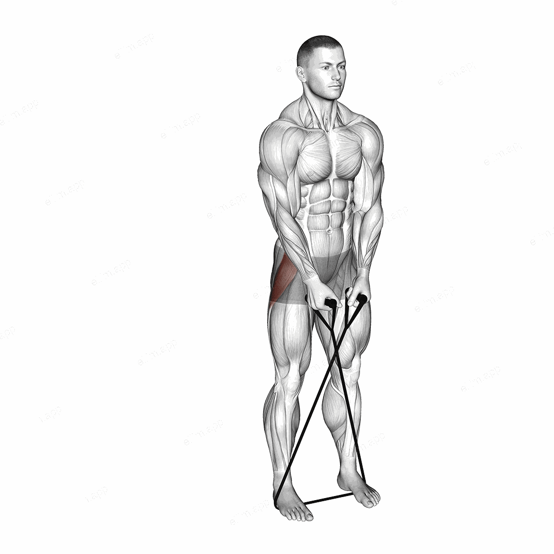 Band Cross Abduction exercise targeting Hips and Gluteus Medius