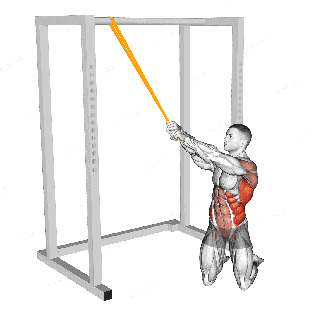 Resistance Band Kneeling Woodchop exercise targeting Waist and Latissimus Dorsi