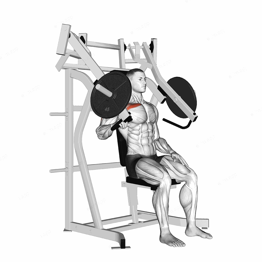 Lever Incline One Arm Chest Press (plate loaded) exercise targeting Chest