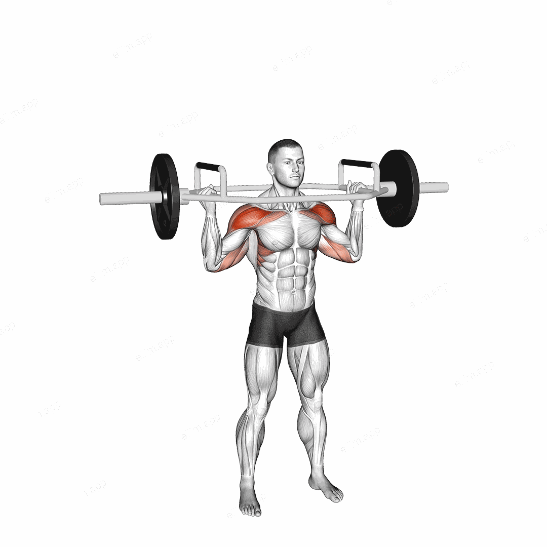 Trap Bar Overhead Press exercise targeting Shoulders and Deltoid Anterior