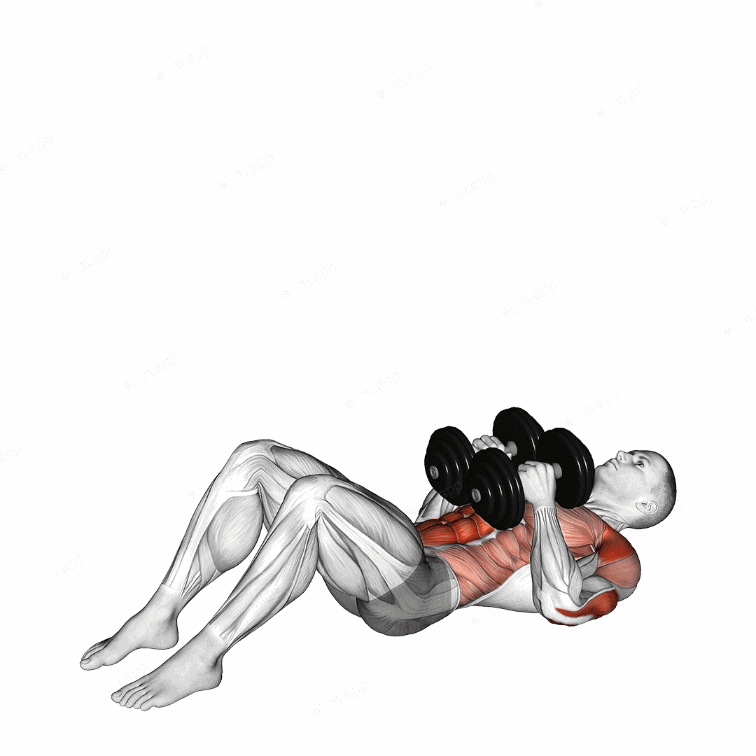 Dumbbell Close Grip Shoulder Press Sit-up exercise targeting Waist