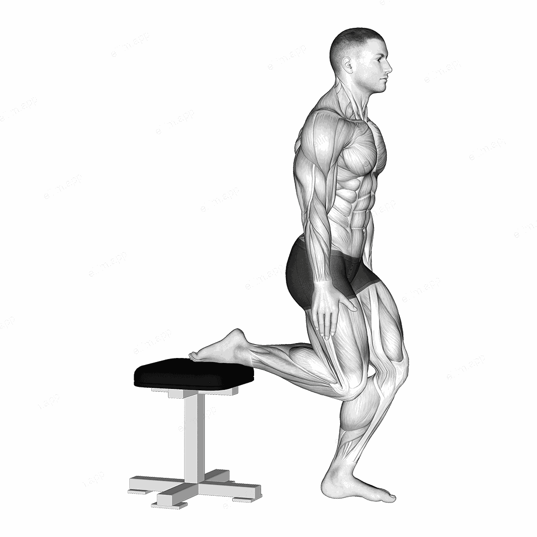 Raised Foot Shin Stretch exercise targeting Calves