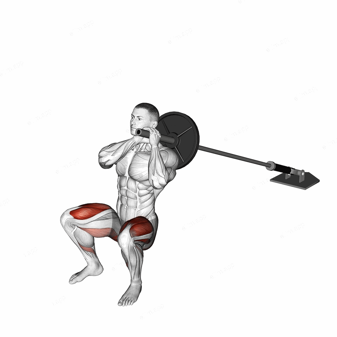 Landmine Hack Squat exercise targeting Thighs and Gluteus Maximus