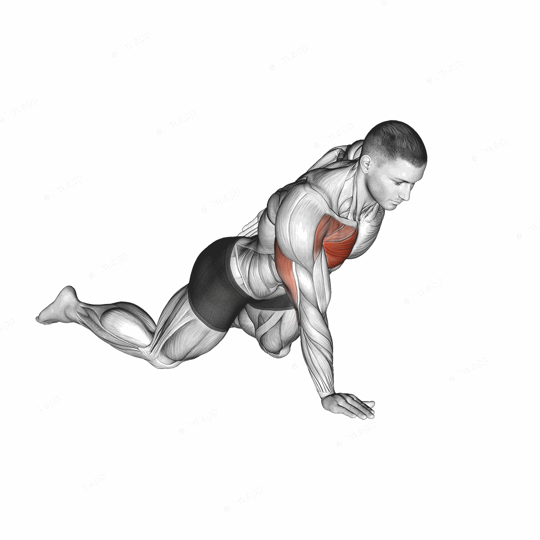 Single Arm Push up (on knees) exercise targeting Chest