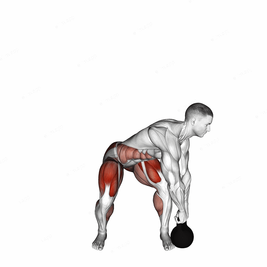 Kettlebell Rotational Deadlift exercise targeting Hips